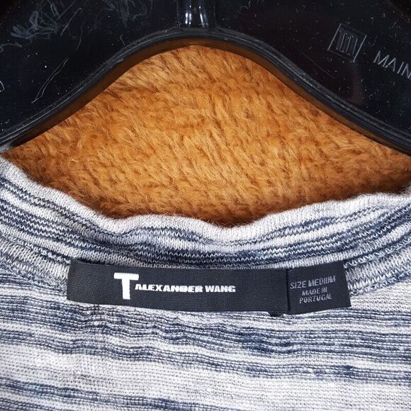 T ALEXANDER WANG Womens Top Medium Gray Stripe Tank Pullover Linen - Picture 2 of 7